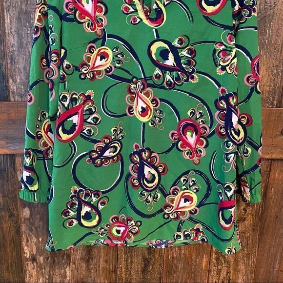 Buckhead Betties Sz S Bright Green Paisley Preppy Peacock Riley Relaxed Tunic - Picture 10 of 10